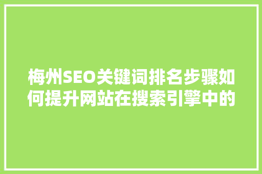 梅州SEO关键词排名步骤如何提升网站在搜索引擎中的竞争力