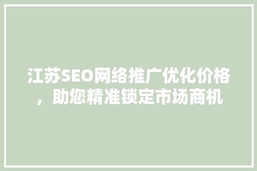 江苏SEO网络推广优化价格，助您精准锁定市场商机