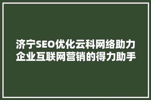 济宁SEO优化云科网络助力企业互联网营销的得力助手