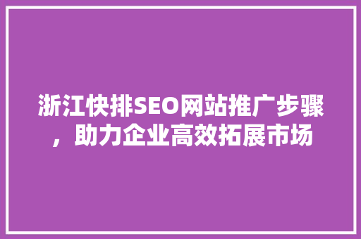 浙江快排SEO网站推广步骤，助力企业高效拓展市场