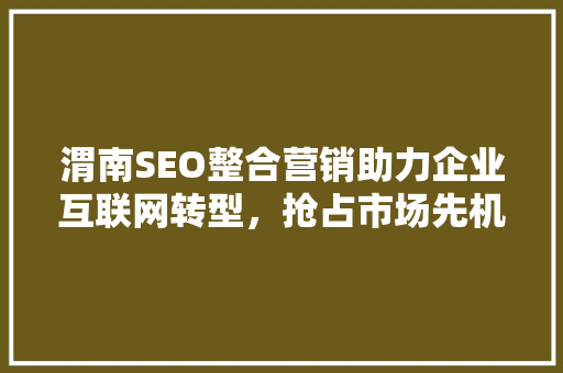 渭南SEO整合营销助力企业互联网转型，抢占市场先机