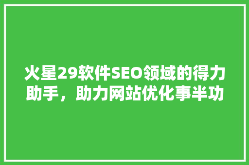 火星29软件SEO领域的得力助手，助力网站优化事半功倍