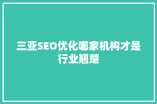 三亚SEO优化哪家机构才是行业翘楚