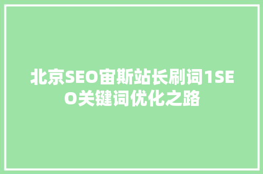 北京SEO宙斯站长刷词1SEO关键词优化之路