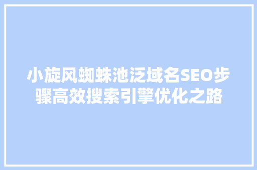 小旋风蜘蛛池泛域名SEO步骤高效搜索引擎优化之路