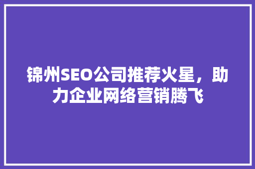 锦州SEO公司推荐火星，助力企业网络营销腾飞