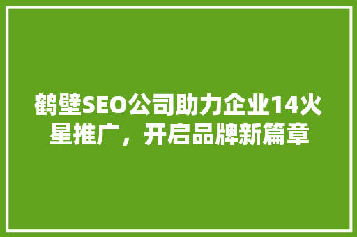鹤壁SEO公司助力企业14火星推广，开启品牌新篇章
