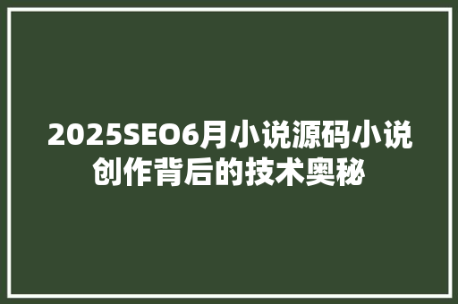 2025SEO6月小说源码小说创作背后的技术奥秘