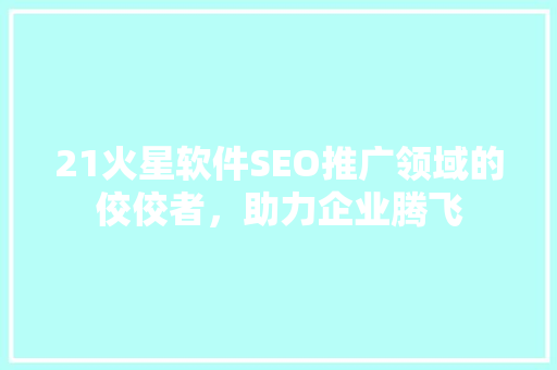 21火星软件SEO推广领域的佼佼者，助力企业腾飞