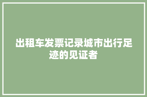 出租车发票记录城市出行足迹的见证者