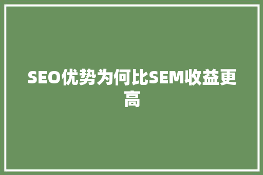 SEO优势为何比SEM收益更高