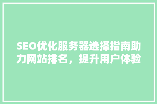 SEO优化服务器选择指南助力网站排名，提升用户体验