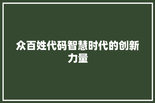 众百姓代码智慧时代的创新力量