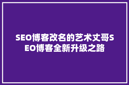 SEO博客改名的艺术丈哥SEO博客全新升级之路