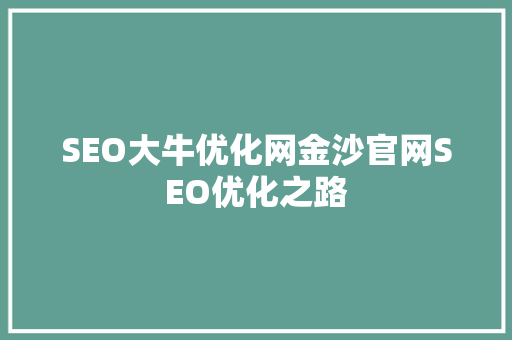 SEO大牛优化网金沙官网SEO优化之路