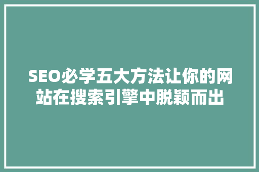 SEO必学五大方法让你的网站在搜索引擎中脱颖而出