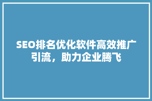 SEO排名优化软件高效推广引流，助力企业腾飞