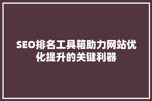 SEO排名工具箱助力网站优化提升的关键利器