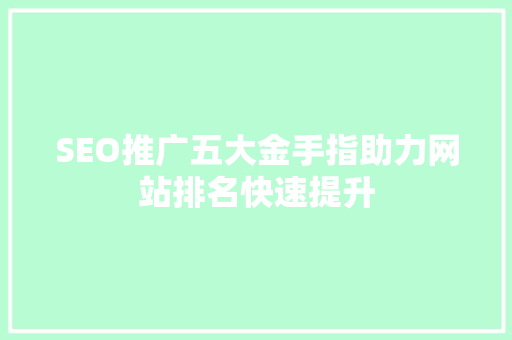 SEO推广五大金手指助力网站排名快速提升