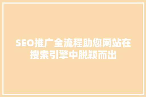 SEO推广全流程助您网站在搜索引擎中脱颖而出