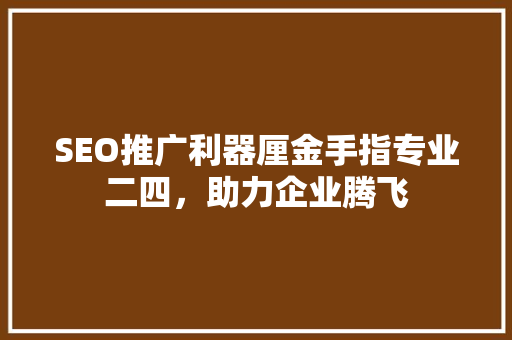 SEO推广利器厘金手指专业二四，助力企业腾飞