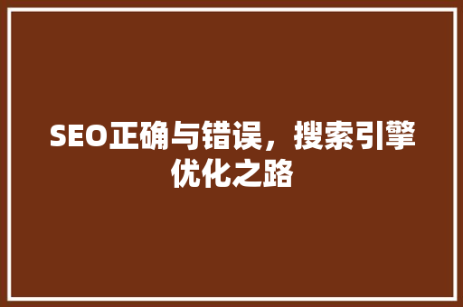 SEO正确与错误，搜索引擎优化之路