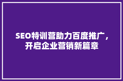 SEO特训营助力百度推广，开启企业营销新篇章