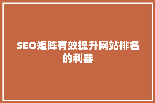 SEO矩阵有效提升网站排名的利器
