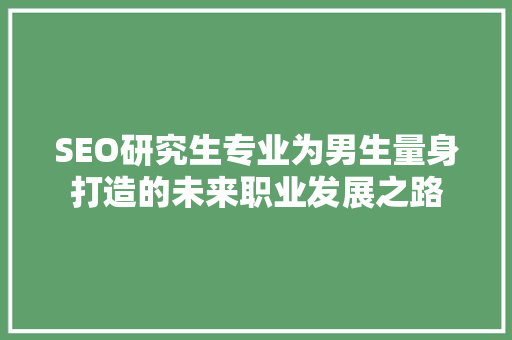 SEO研究生专业为男生量身打造的未来职业发展之路