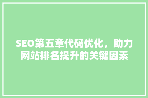 SEO第五章代码优化，助力网站排名提升的关键因素