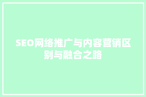 SEO网络推广与内容营销区别与融合之路