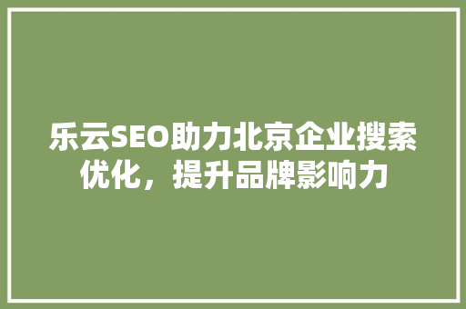 乐云SEO助力北京企业搜索优化，提升品牌影响力