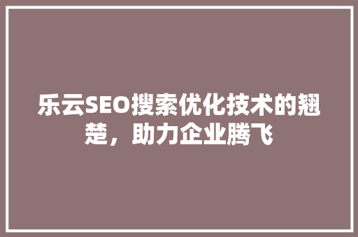 乐云SEO搜索优化技术的翘楚，助力企业腾飞