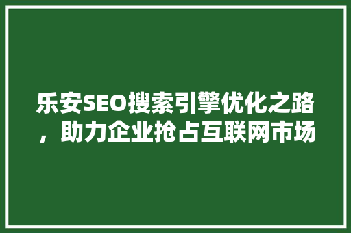 乐安SEO搜索引擎优化之路，助力企业抢占互联网市场先机
