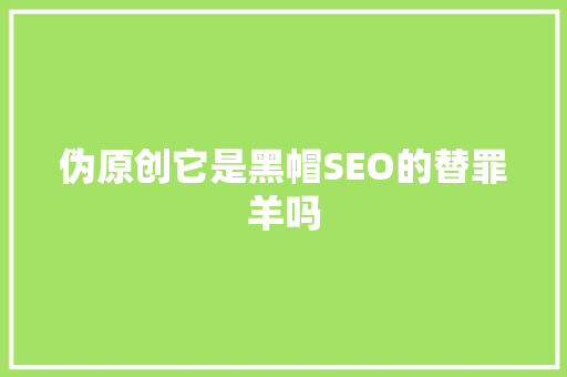伪原创它是黑帽SEO的替罪羊吗