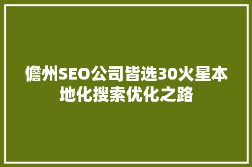 儋州SEO公司皆选30火星本地化搜索优化之路