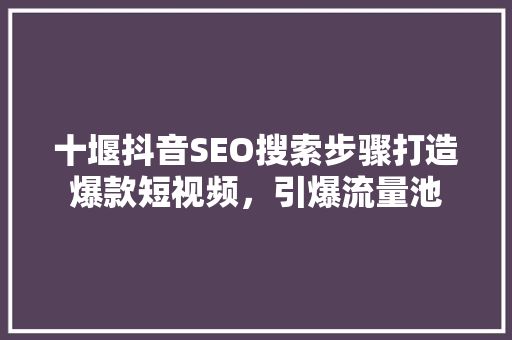 十堰抖音SEO搜索步骤打造爆款短视频，引爆流量池