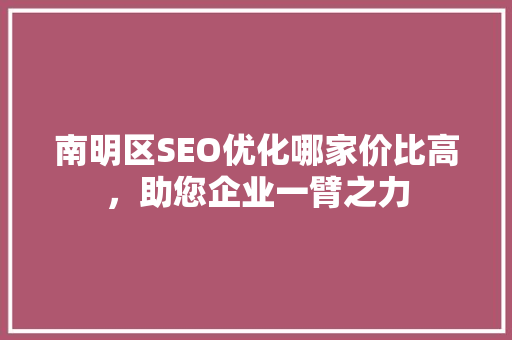 南明区SEO优化哪家价比高，助您企业一臂之力