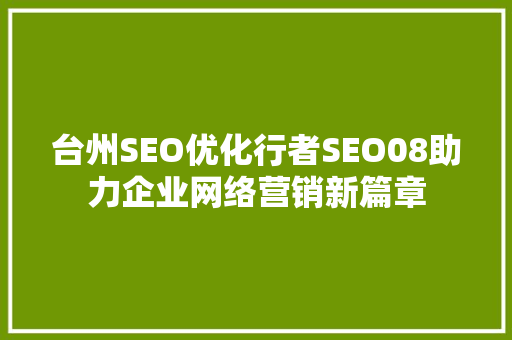 台州SEO优化行者SEO08助力企业网络营销新篇章