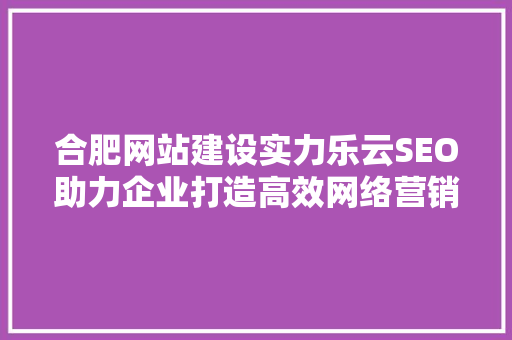 合肥网站建设实力乐云SEO助力企业打造高效网络营销平台