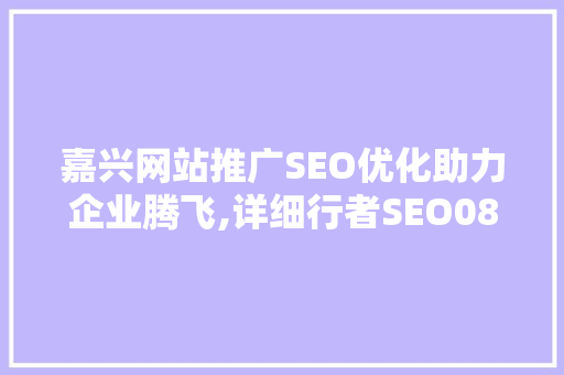 嘉兴网站推广SEO优化助力企业腾飞,详细行者SEO08步骤