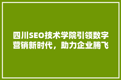 四川SEO技术学院引领数字营销新时代，助力企业腾飞