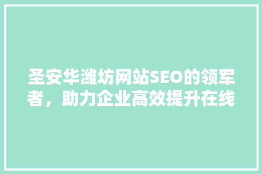 圣安华潍坊网站SEO的领军者，助力企业高效提升在线影响力