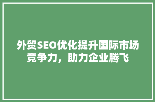 外贸SEO优化提升国际市场竞争力，助力企业腾飞  第1张