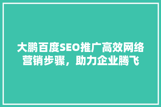大鹏百度SEO推广高效网络营销步骤，助力企业腾飞