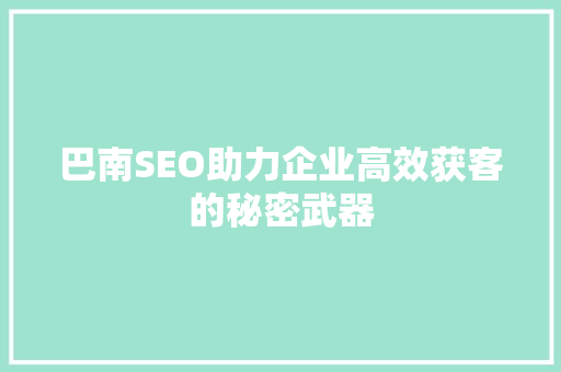 巴南SEO助力企业高效获客的秘密武器