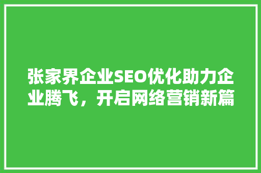 张家界企业SEO优化助力企业腾飞，开启网络营销新篇章