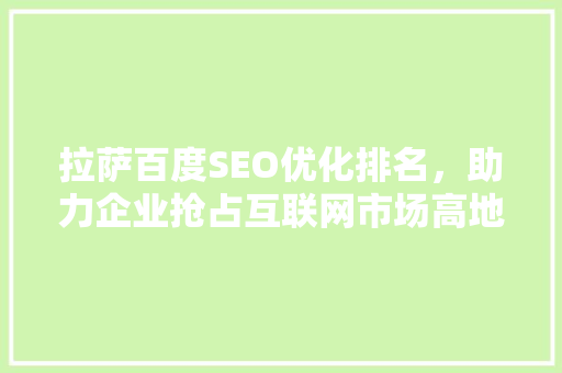 拉萨百度SEO优化排名，助力企业抢占互联网市场高地