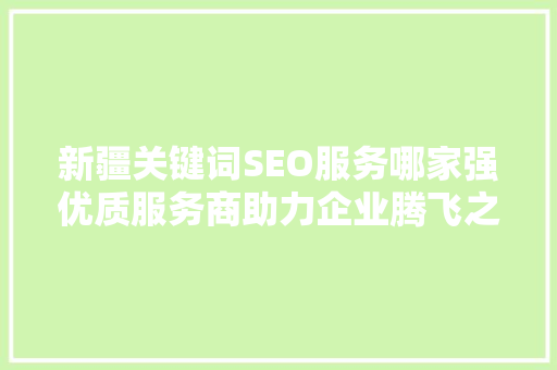 新疆关键词SEO服务哪家强优质服务商助力企业腾飞之路