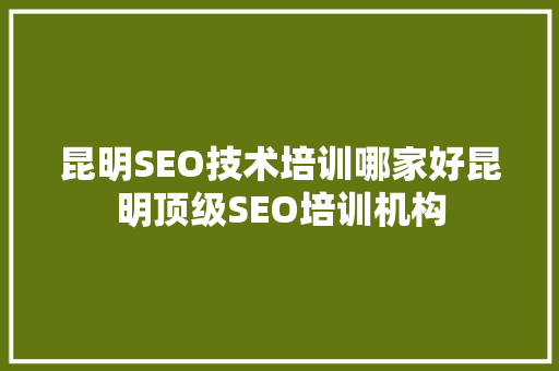 昆明SEO技术培训哪家好昆明顶级SEO培训机构